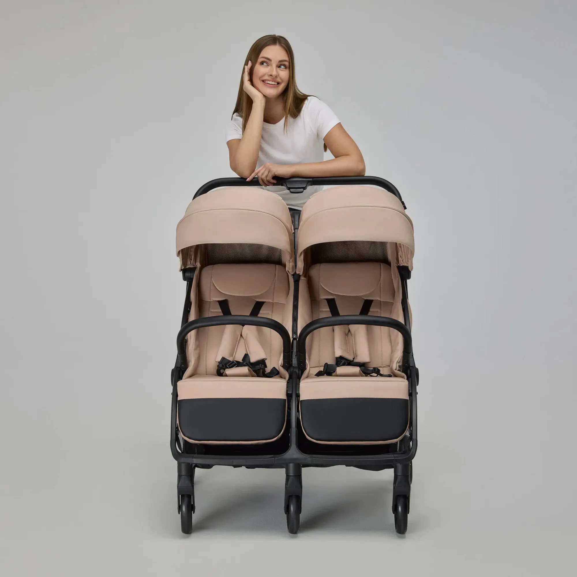 Прогулянкова коляска для двійні Adamex Alto Beige
