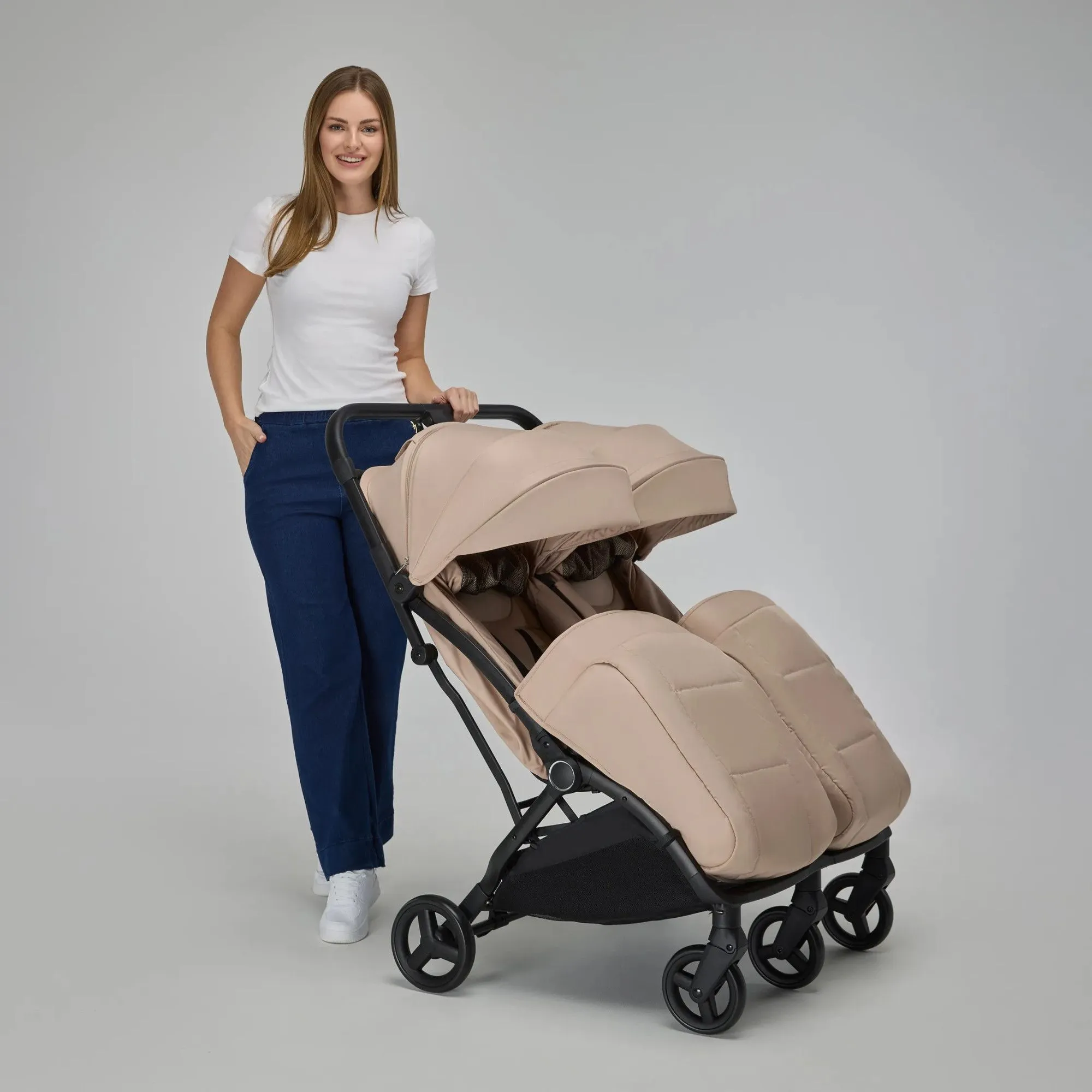Прогулянкова коляска для двійні Adamex Alto Beige