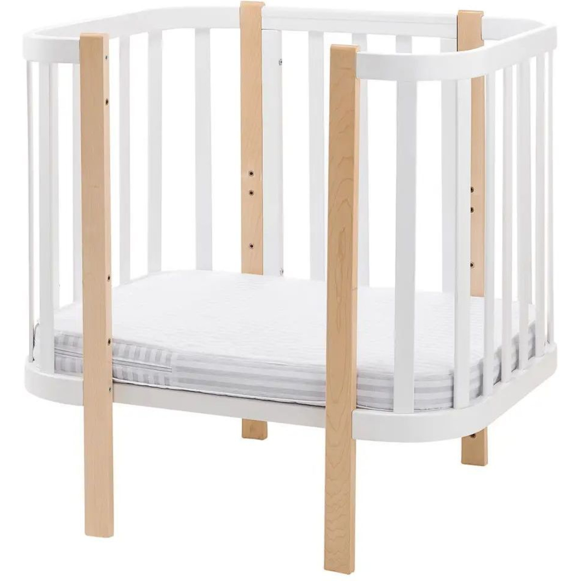Ліжко Babyroom Місяць 120x60 (в комплекті набір 80x60) білий / натуральний