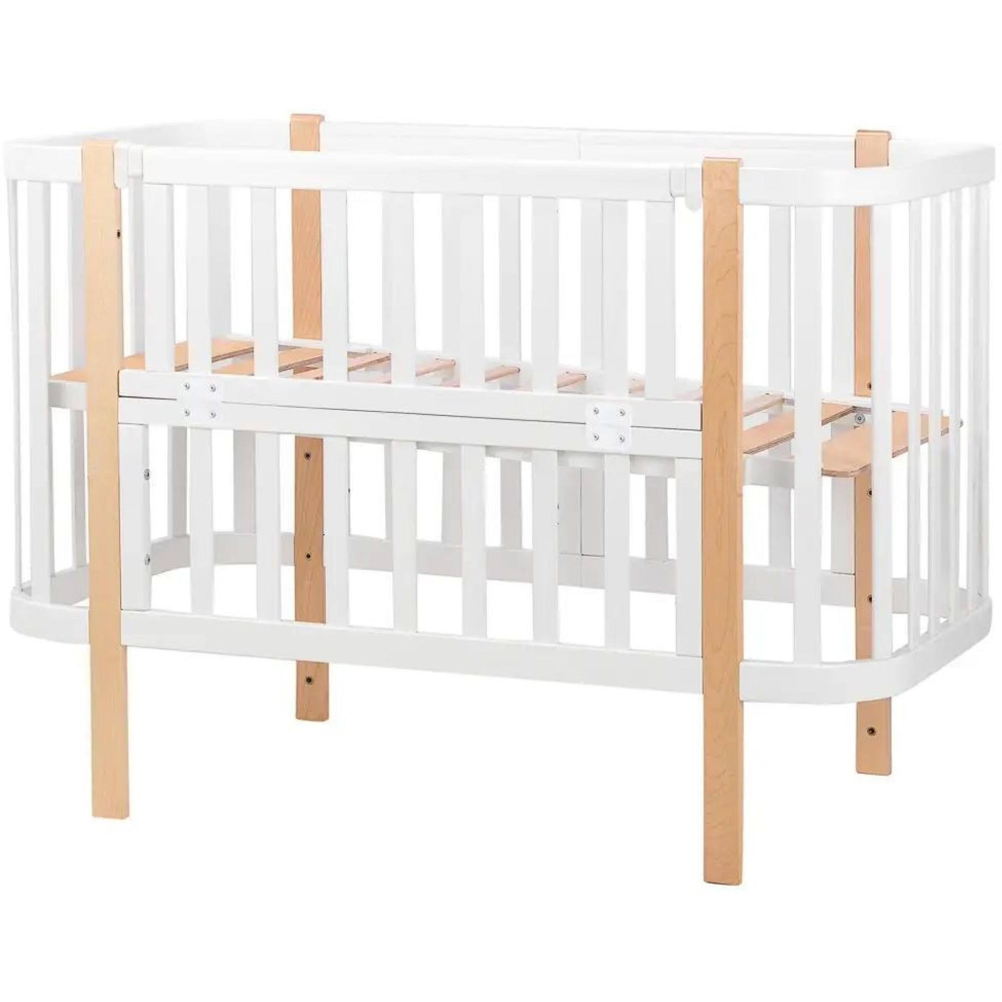 Ліжко Babyroom Місяць 120x60 (в комплекті набір 80x60) білий / натуральний