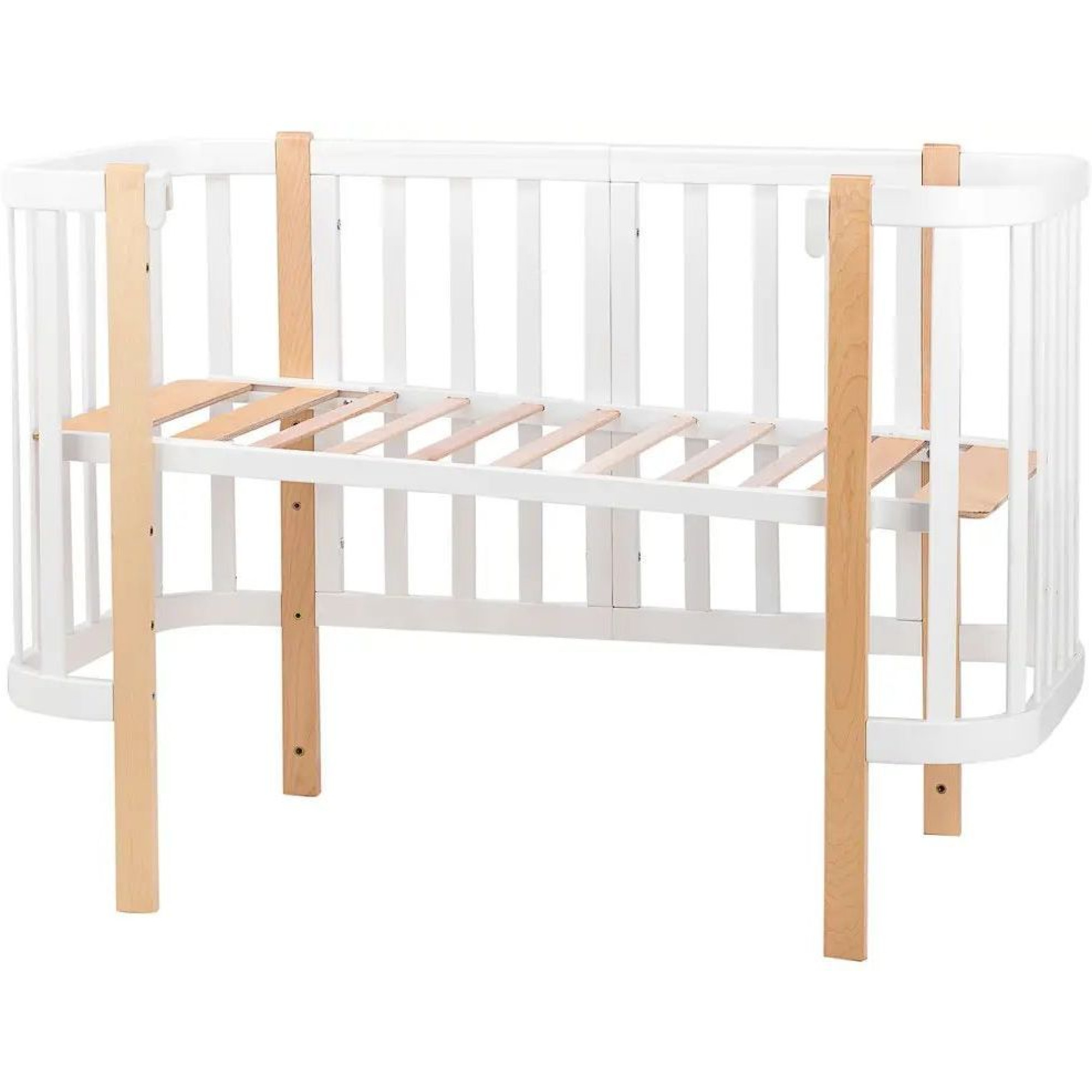 Ліжко Babyroom Місяць 120x60 (в комплекті набір 80x60) білий / натуральний