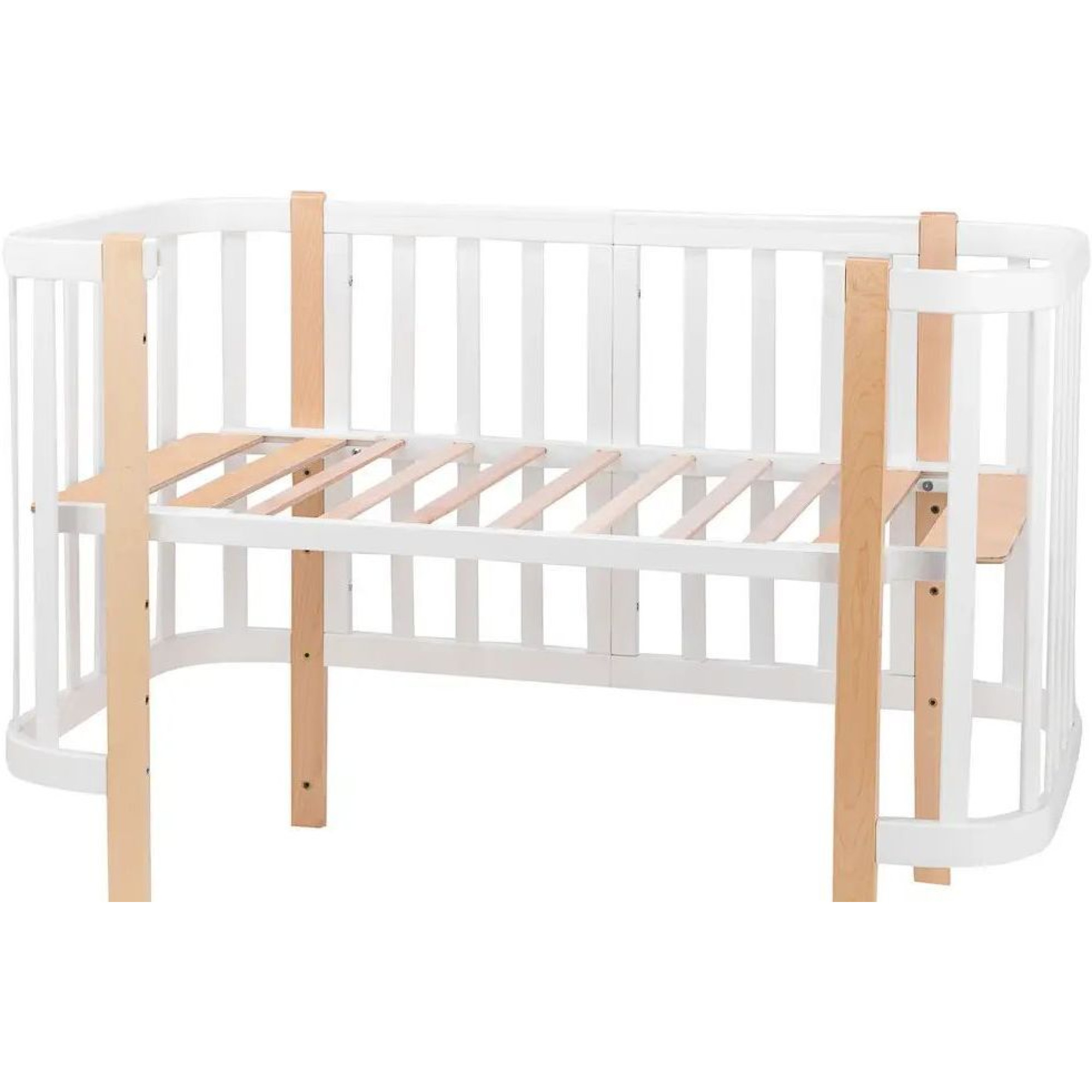 Ліжко Babyroom Місяць 120x60 (в комплекті набір 80x60) білий / натуральний
