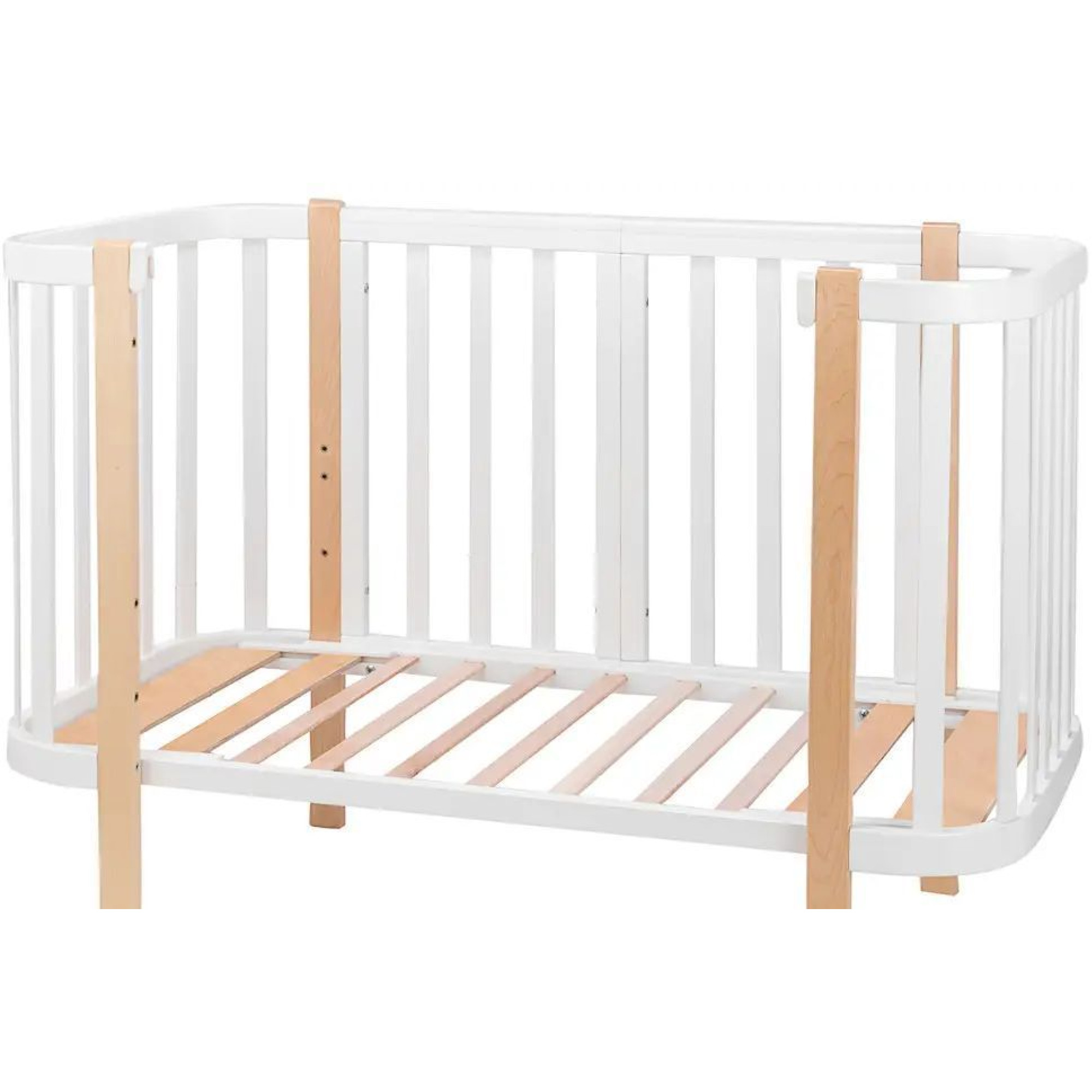 Ліжко Babyroom Місяць 120x60 (в комплекті набір 80x60) білий / натуральний