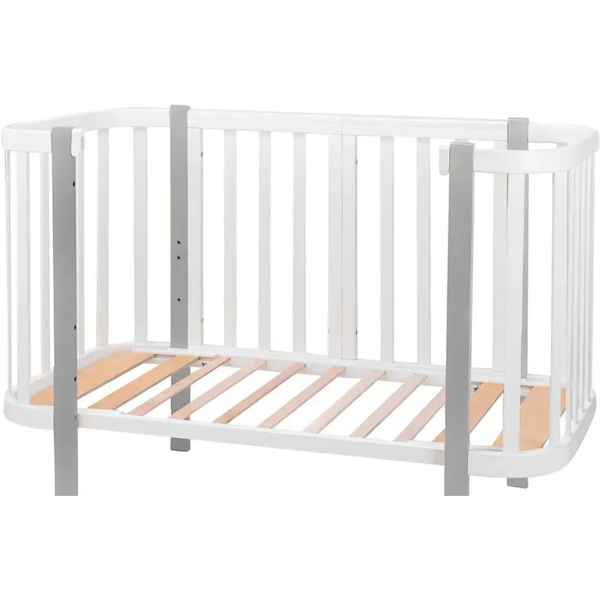Ліжко Babyroom Місяць 120x60 (в комплекті набір 80x60) білий / сірий