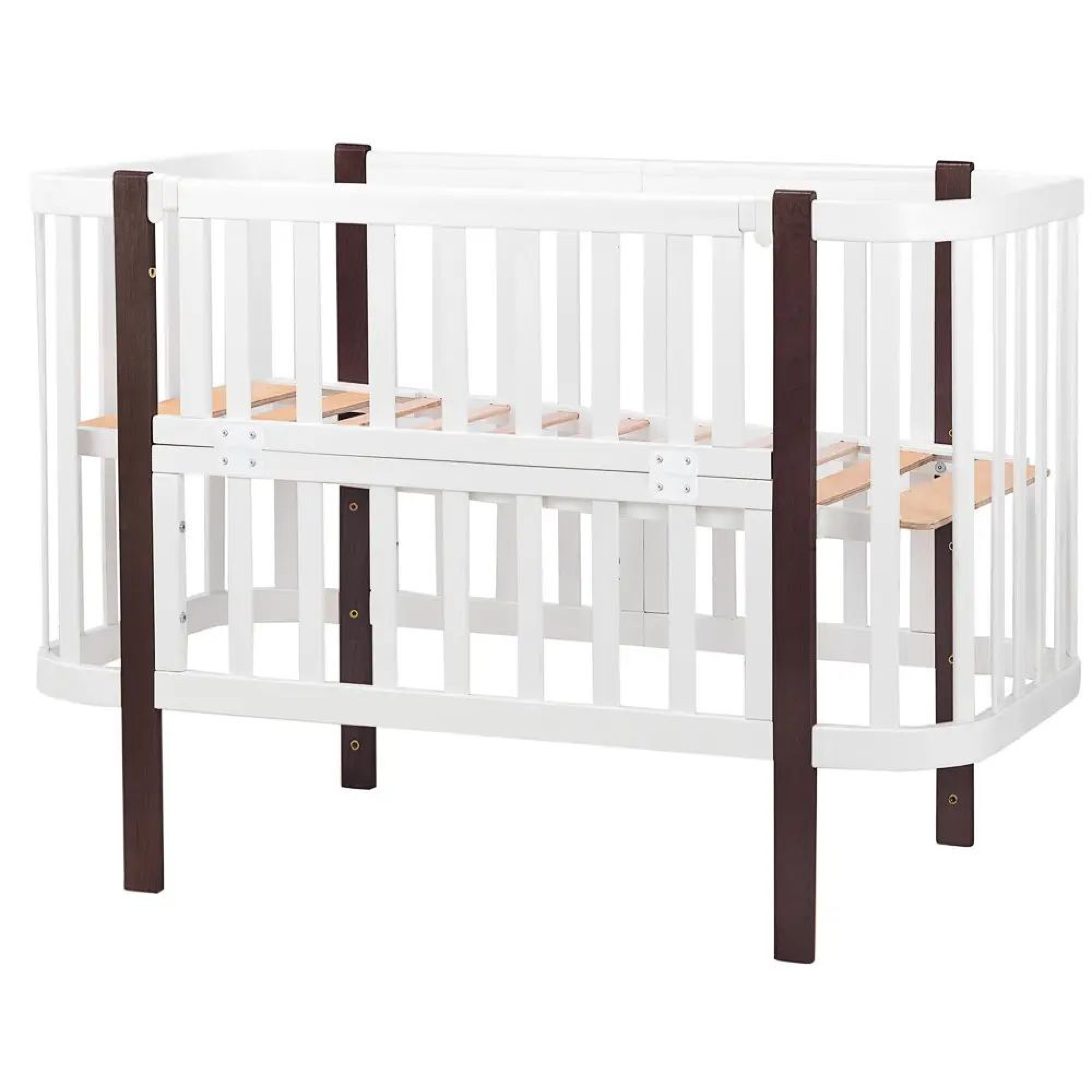 Ліжко Babyroom Місяць 120x60 (в комплекті набір 80x60) білий / венге