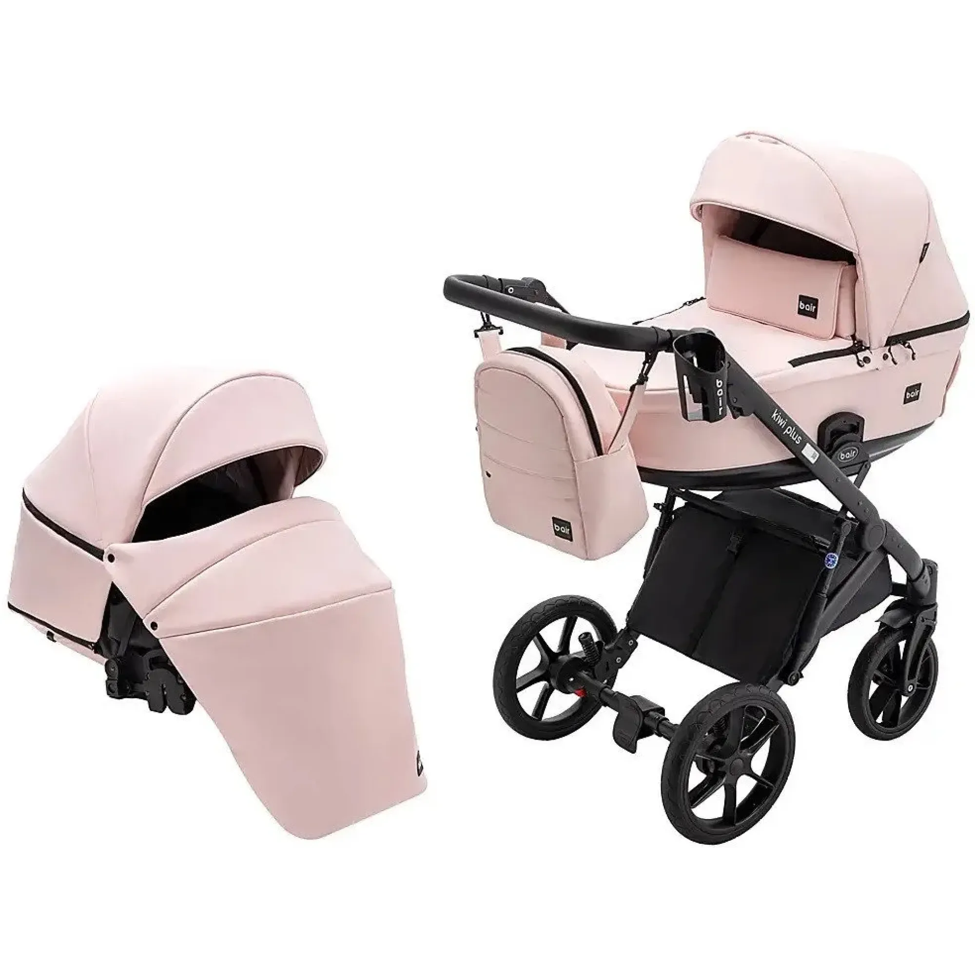 Коляска 2 в 1 Bair Kiwi Plus ECO BKP-28 рожевий пудра