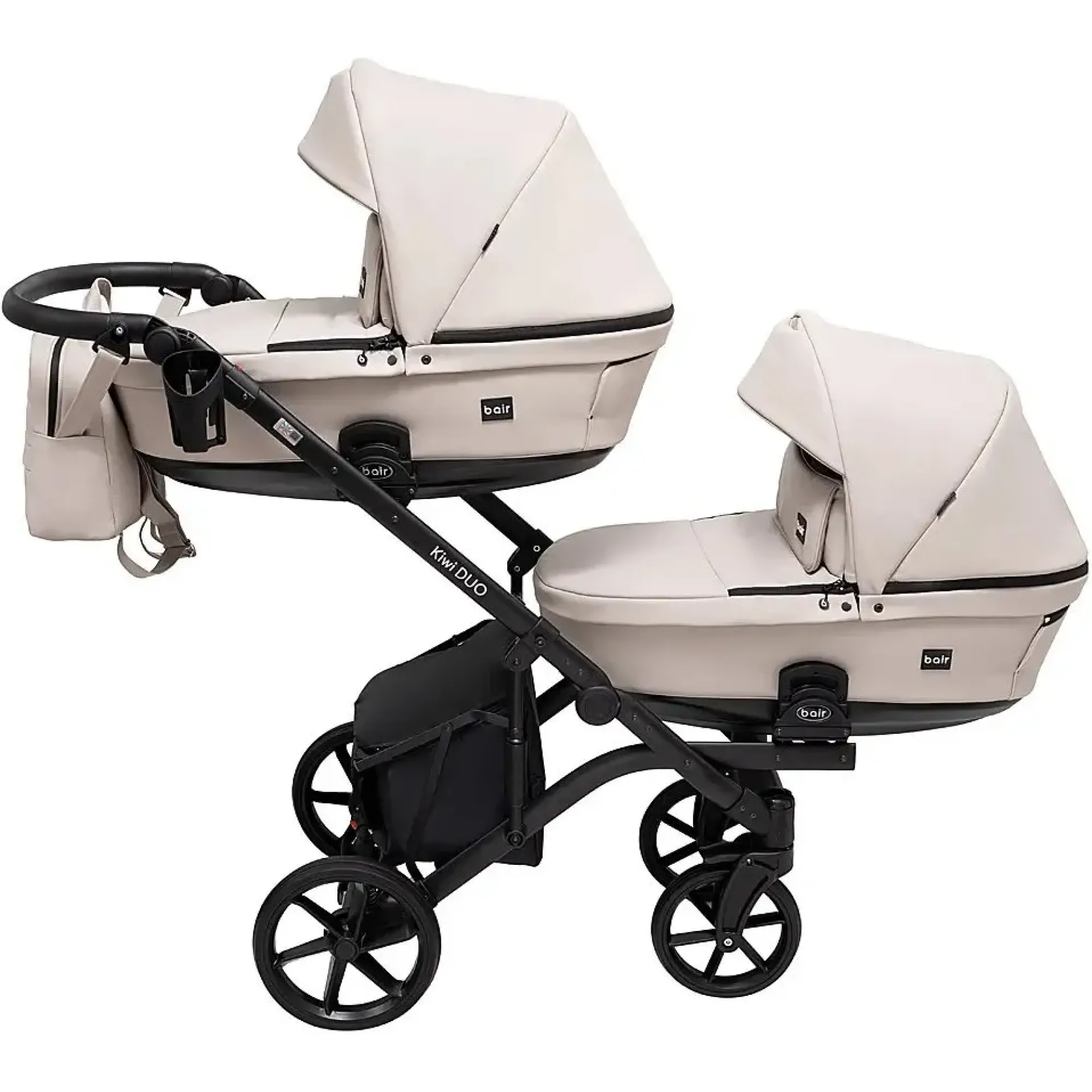 Коляска 2 в 1 для двійні Bair Kiwi DUO ECO BKD-33-1 капучино