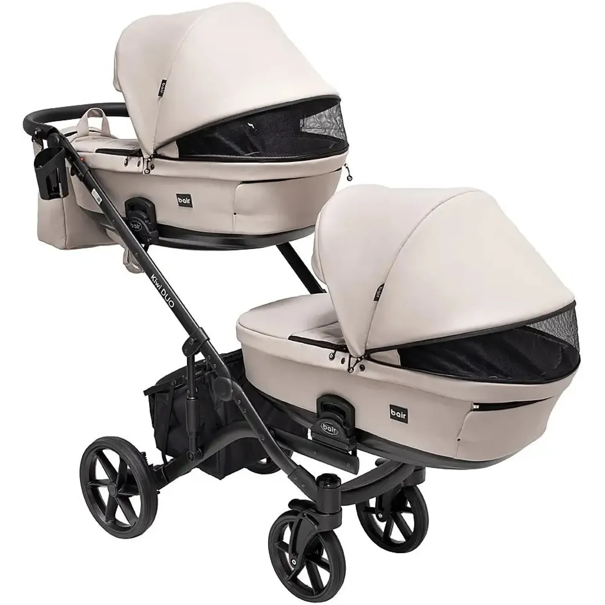 Коляска 2 в 1 для двійні Bair Kiwi DUO ECO BKD-33-1 капучино