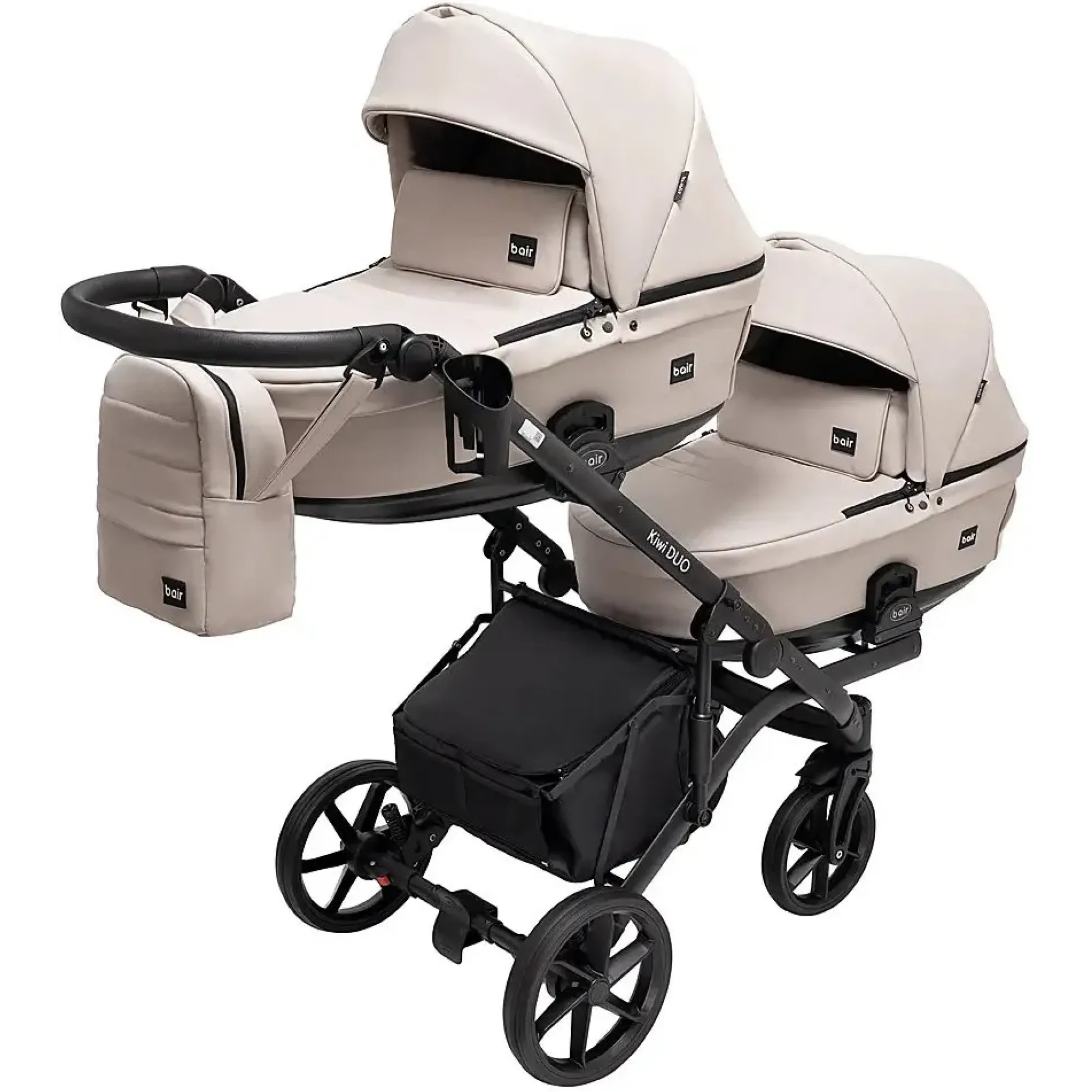 Коляска 2 в 1 для двійні Bair Kiwi DUO ECO BKD-33-1 капучино