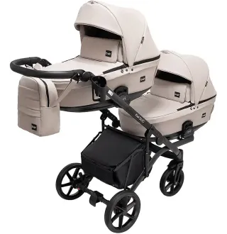 Коляска 2 в 1 для двійні Bair Kiwi DUO ECO BKD-33-1 капучино