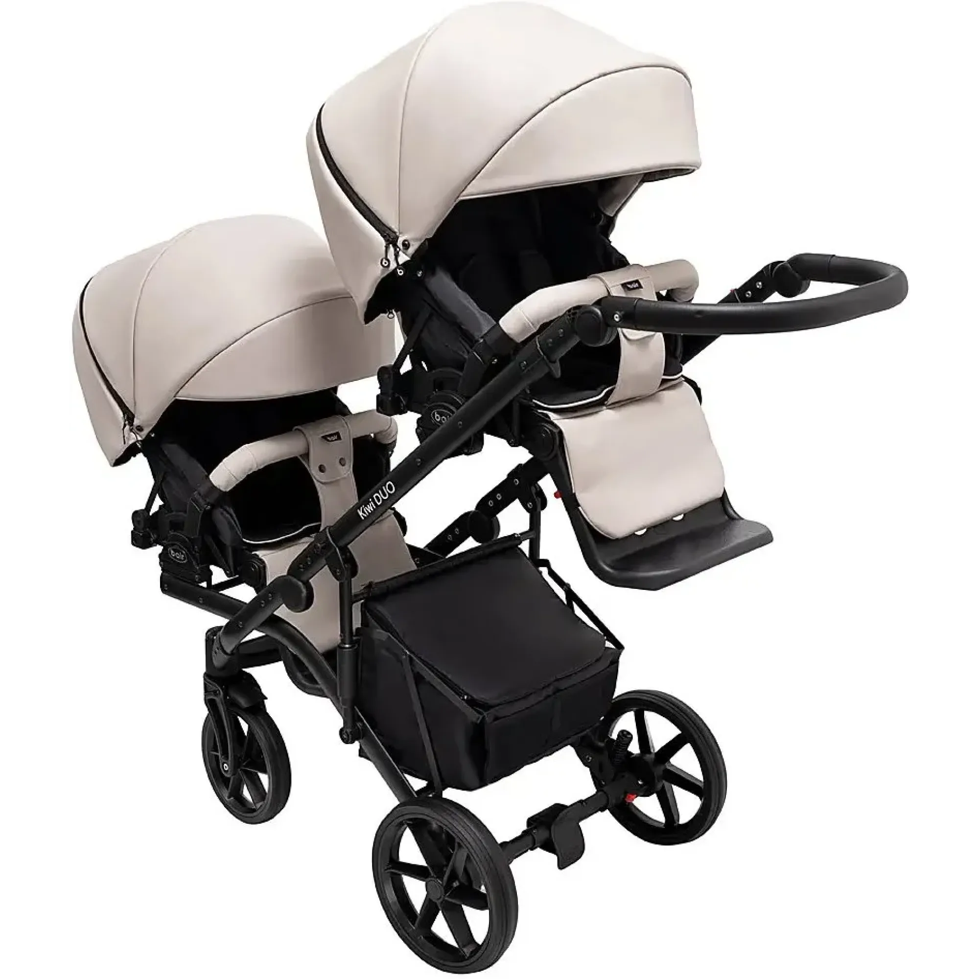 Коляска 2 в 1 для двійні Bair Kiwi DUO ECO BKD-33-1 капучино