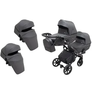 Коляска 2 в 1 для двійні Bair Kiwi DUO Soft BKD-219-1 графіт
