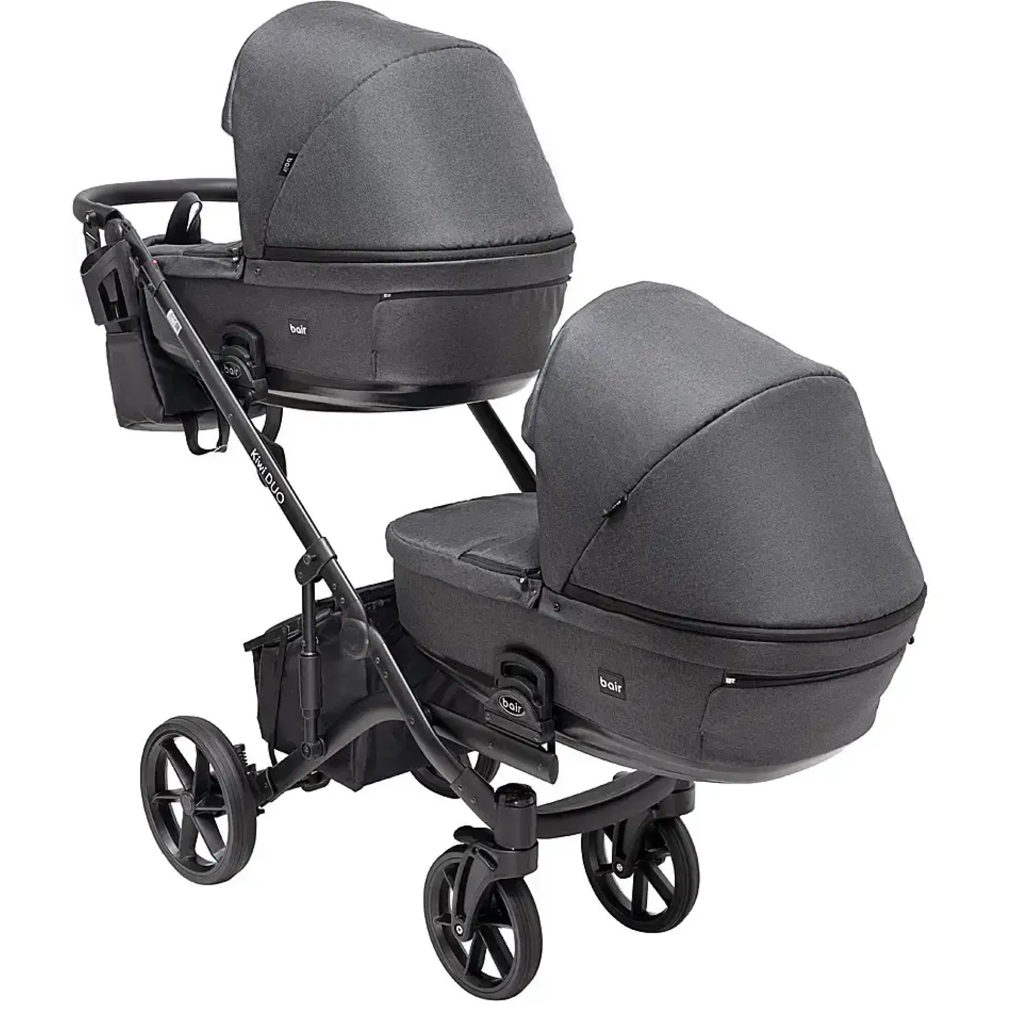 Коляска 2 в 1 для двійні Bair Kiwi DUO Soft BKD-219-1 графіт