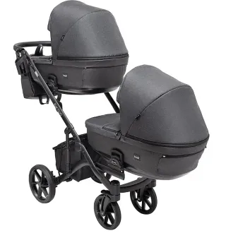 Коляска 2 в 1 для двійні Bair Kiwi DUO Soft BKD-219-1 графіт