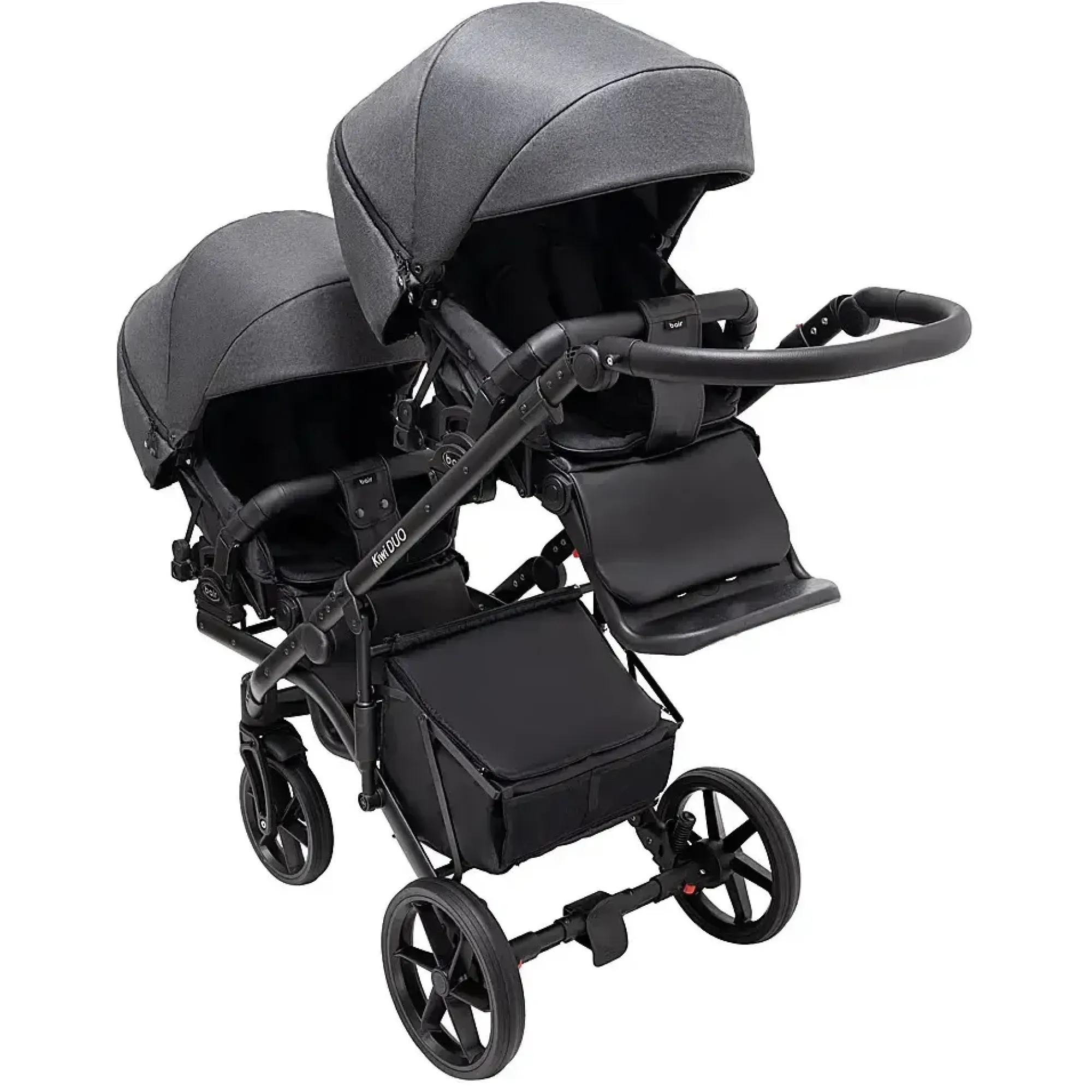 Коляска 2 в 1 для двійні Bair Kiwi DUO Soft BKD-219-1 графіт
