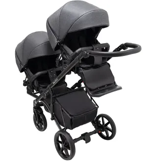 Коляска 2 в 1 для двійні Bair Kiwi DUO Soft BKD-219-1 графіт