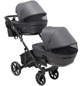 Коляска 2 в 1 для двійні Bair Kiwi DUO Soft BKD-219-1 графіт