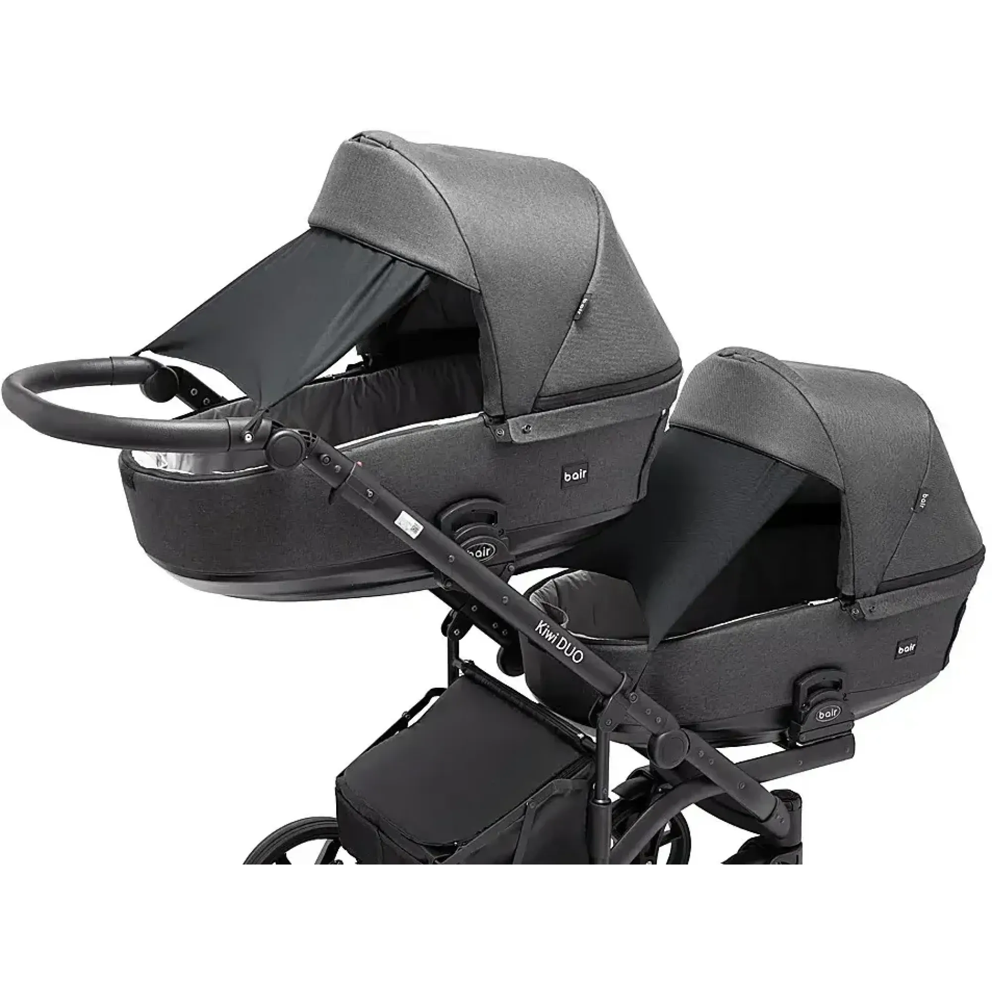 Коляска 2 в 1 для двійні Bair Kiwi DUO Soft BKD-219-1 графіт