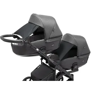 Коляска 2 в 1 для двійні Bair Kiwi DUO Soft BKD-219-1 графіт