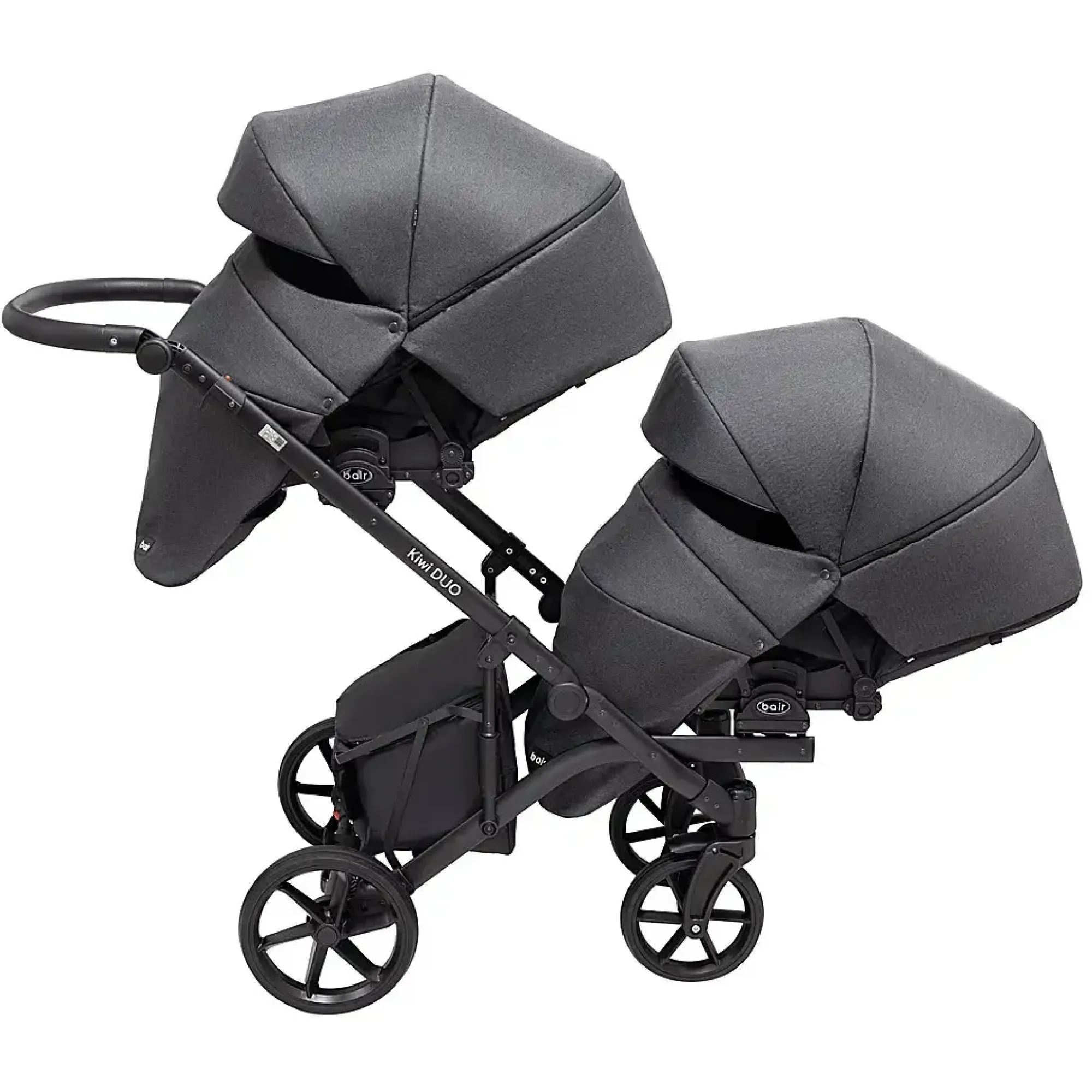 Коляска 2 в 1 для двійні Bair Kiwi DUO Soft BKD-219-1 графіт