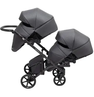Коляска 2 в 1 для двійні Bair Kiwi DUO Soft BKD-219-1 графіт