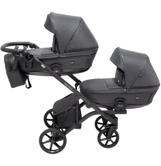Коляска 2 в 1 для двійні Bair Kiwi DUO Soft BKD-219-1 графіт