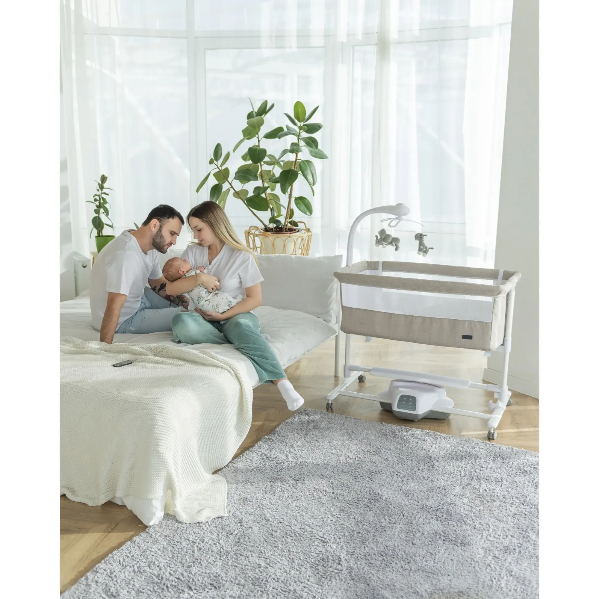 Приставне ліжечко-гойдалка Carrello Bloom CRL-10304 Cream Beige