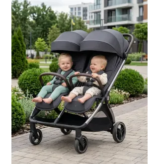 Прогулянкова коляска для двійні Carrello Link CRL-6533 Cliff Grey