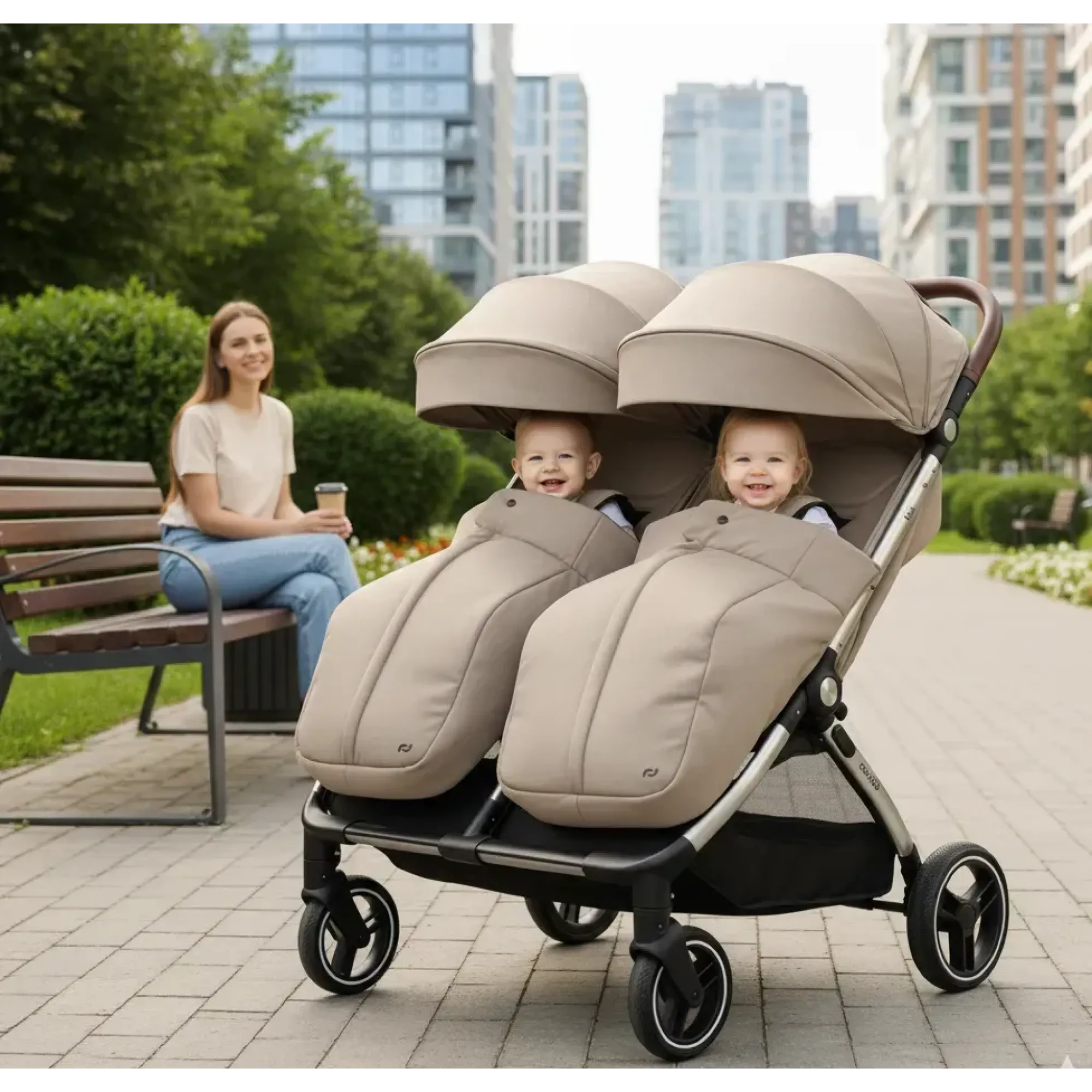 Прогулянкова коляска для двійні Carrello Link CRL-6533 Island Beige