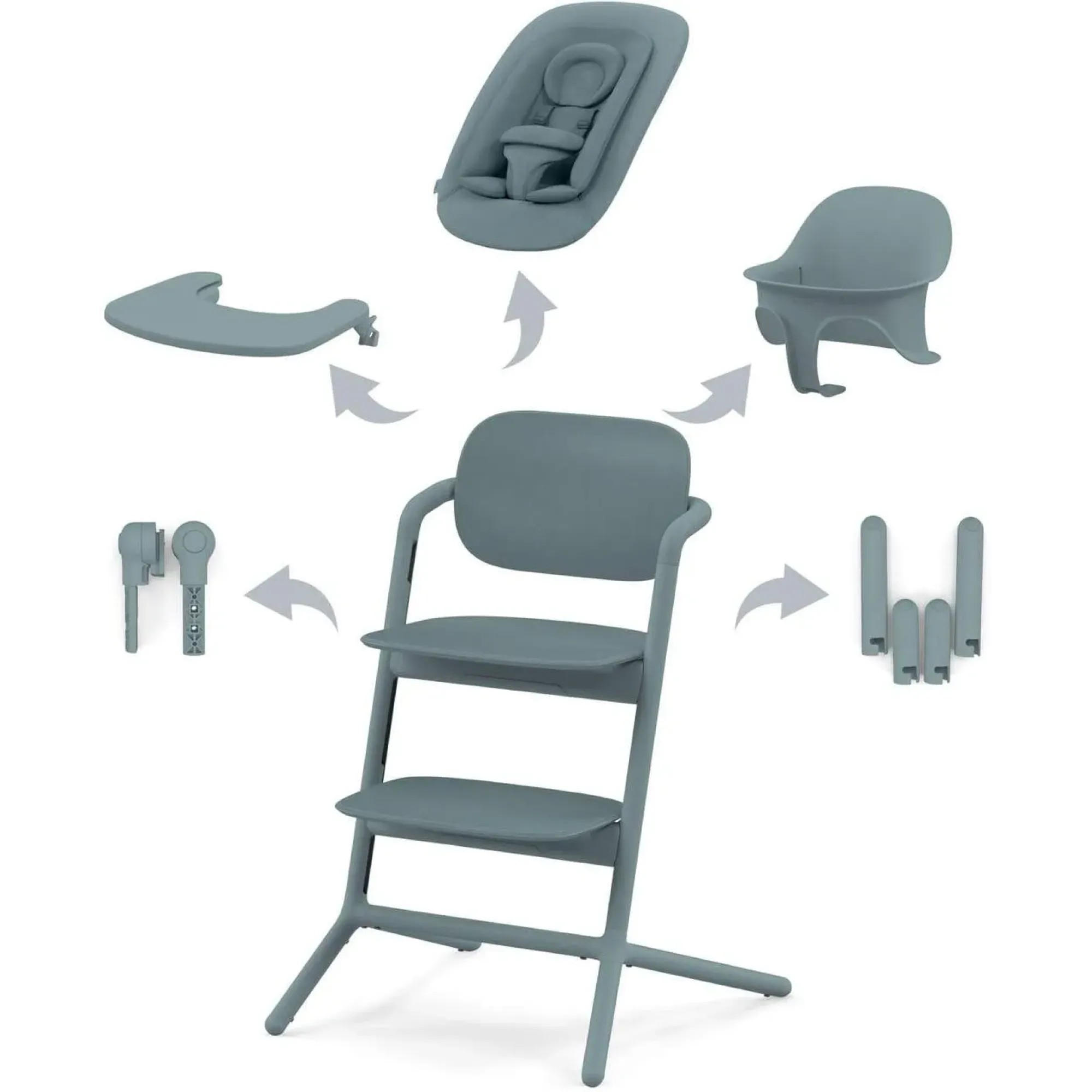 Стільчик для годування 4в1 Cybex Lemo Click and Fold Stone Blue