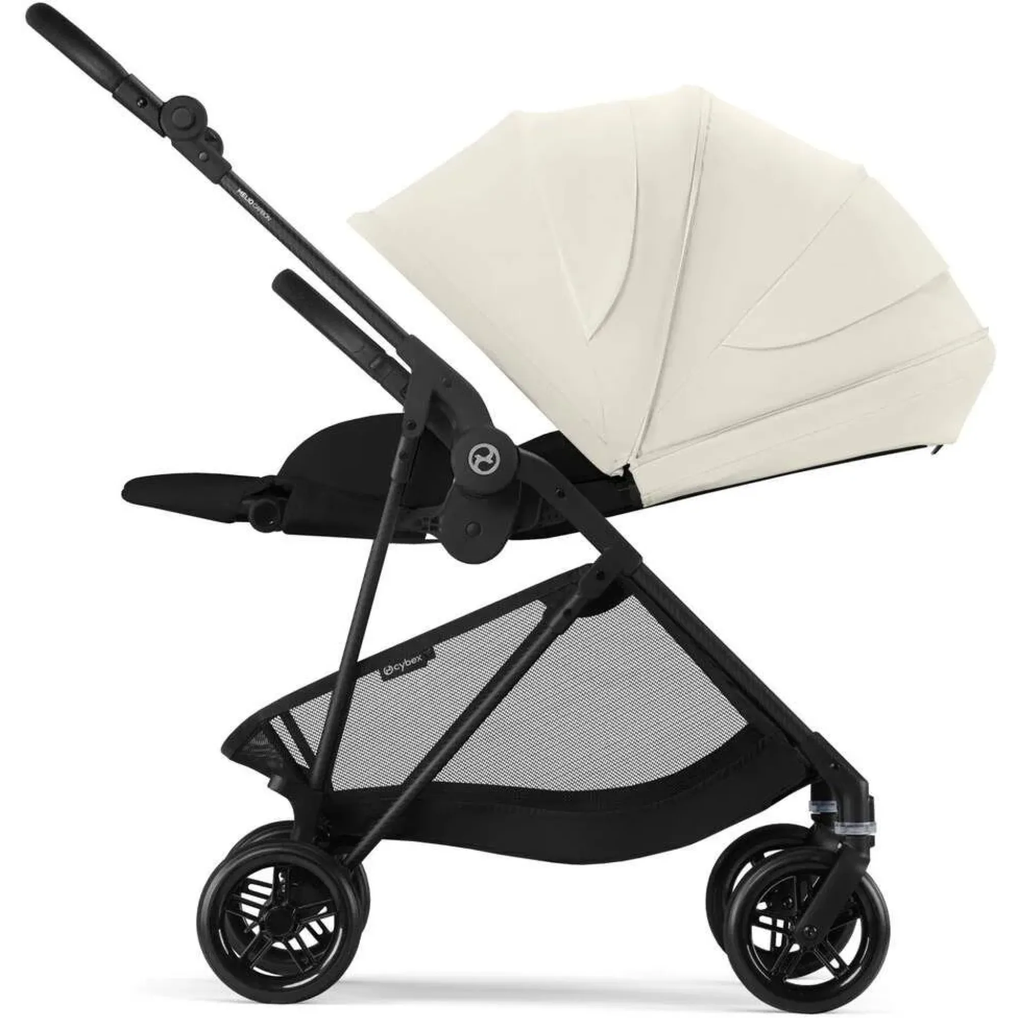 Прогулянкова коляска Cybex Melio Carbon Canvas White (з бампером)
