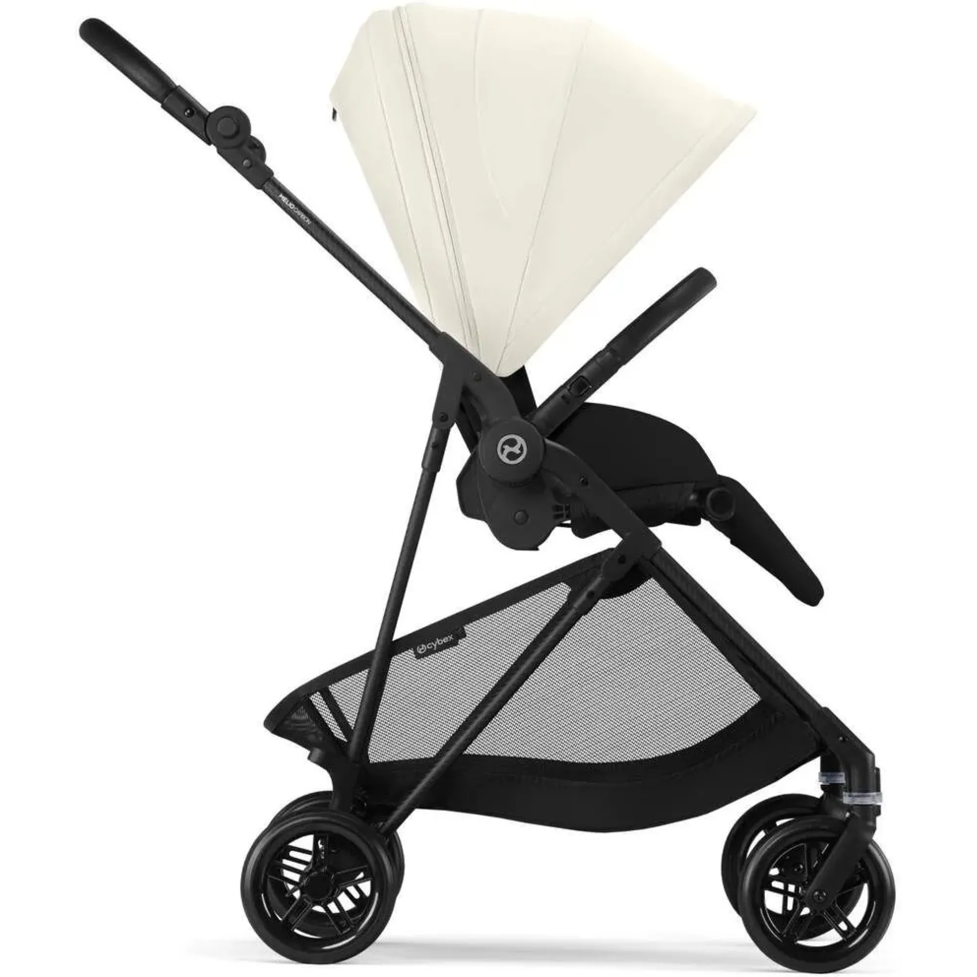 Прогулянкова коляска Cybex Melio Carbon Canvas White (з бампером)