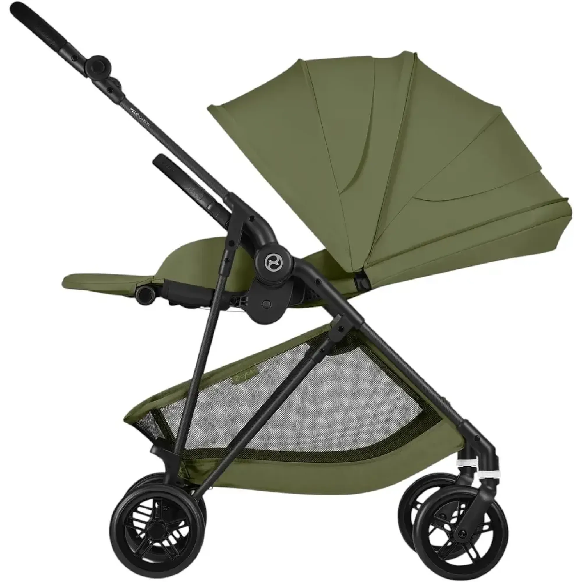 Прогулянкова коляска Cybex Melio Carbon Moss Green (з бампером)