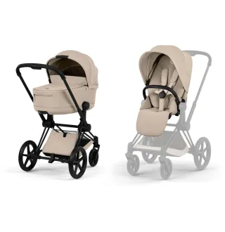 Коляска 2в1 Cybex Priam 5.0 Comfort Cozy Beige на шасі Matt Black