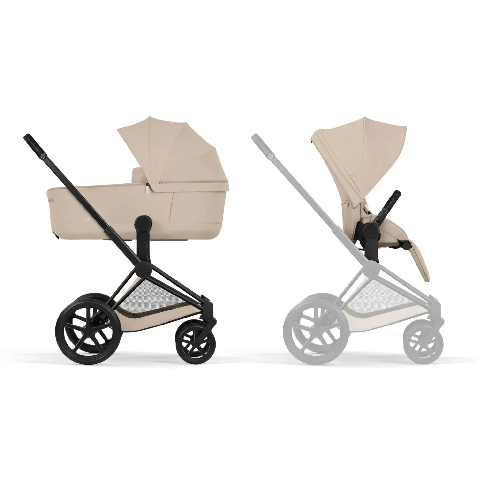 Коляска 2в1 Cybex Priam 5.0 Comfort Cozy Beige на шасі Matt Black