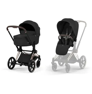 Коляска 2в1 Cybex Priam 5.0 Comfort Sepia Black на шасі Rosegold