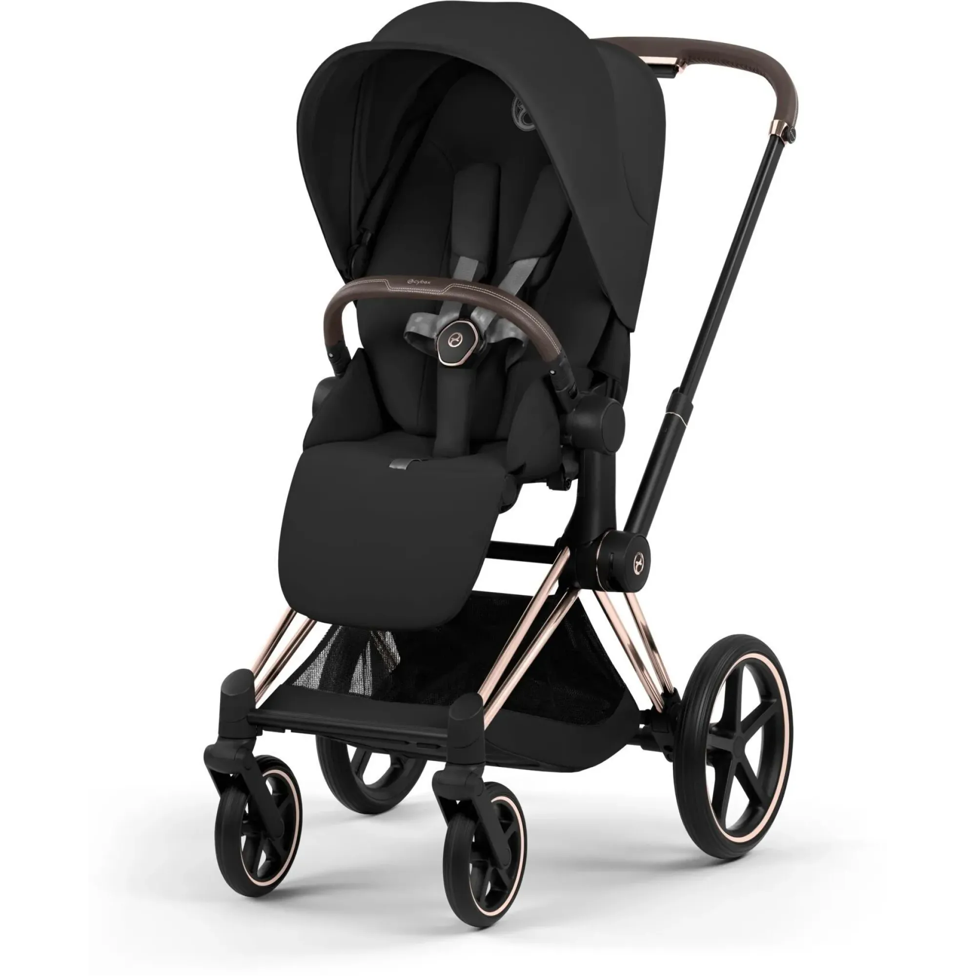 Коляска 2в1 Cybex Priam 5.0 Comfort Sepia Black на шасі Rosegold