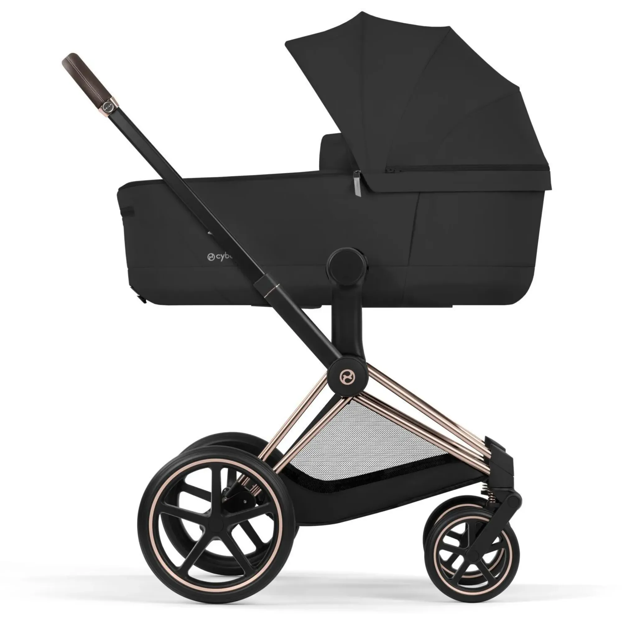 Коляска 2в1 Cybex Priam 5.0 Comfort Sepia Black на шасі Rosegold