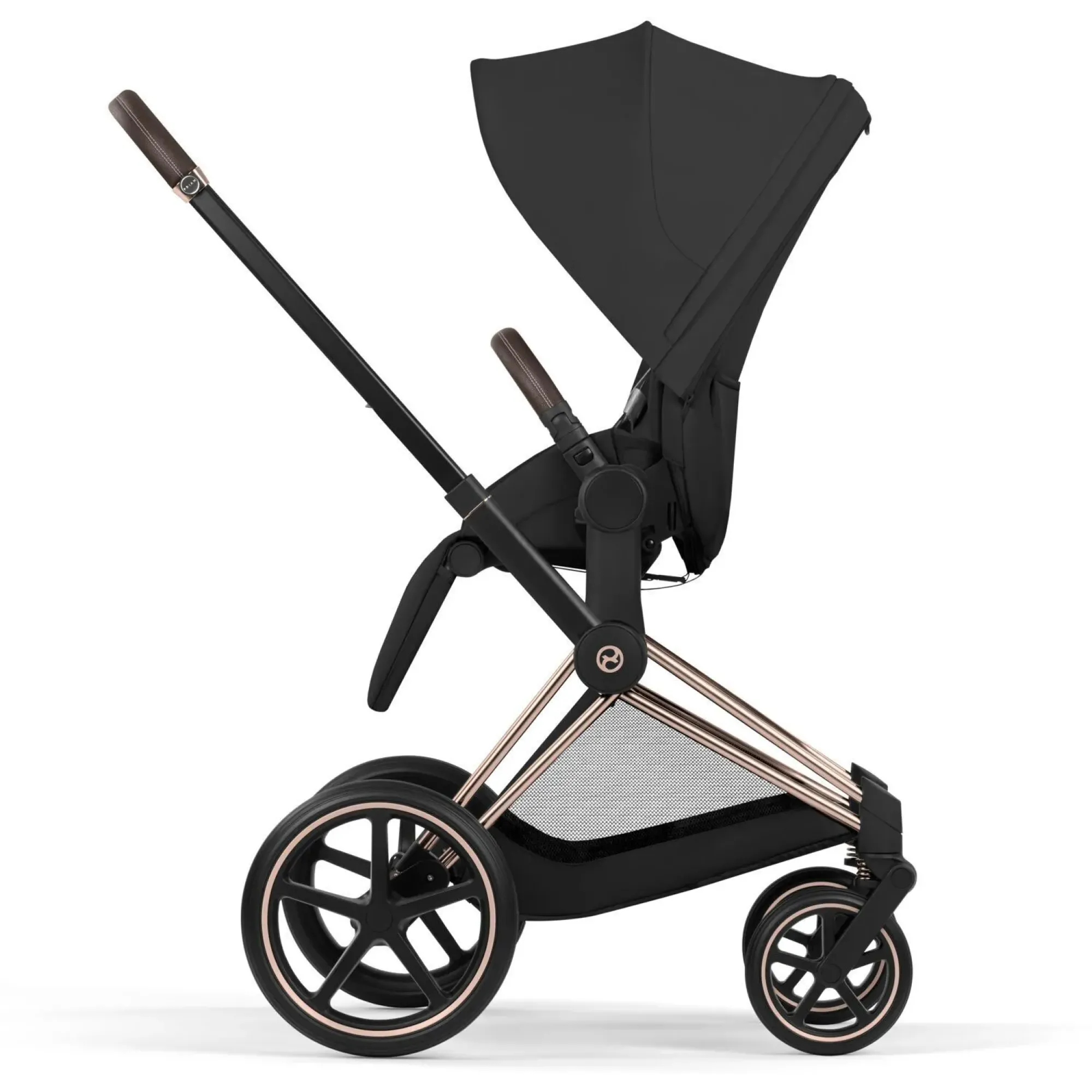 Коляска 2в1 Cybex Priam 5.0 Comfort Sepia Black на шасі Rosegold
