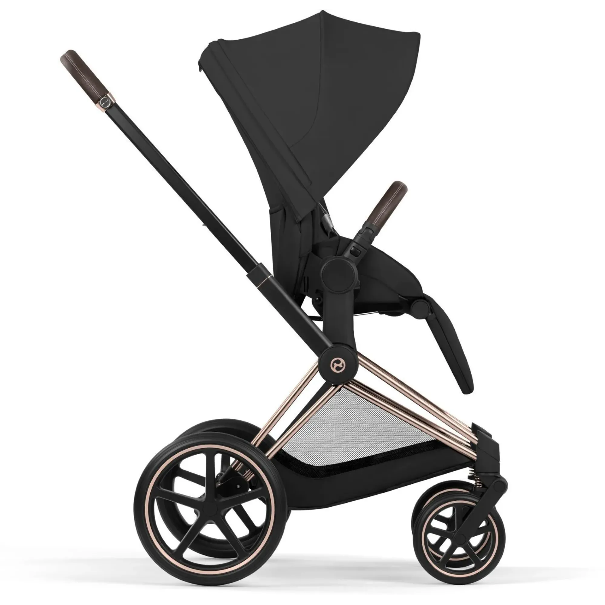 Коляска 2в1 Cybex Priam 5.0 Comfort Sepia Black на шасі Rosegold