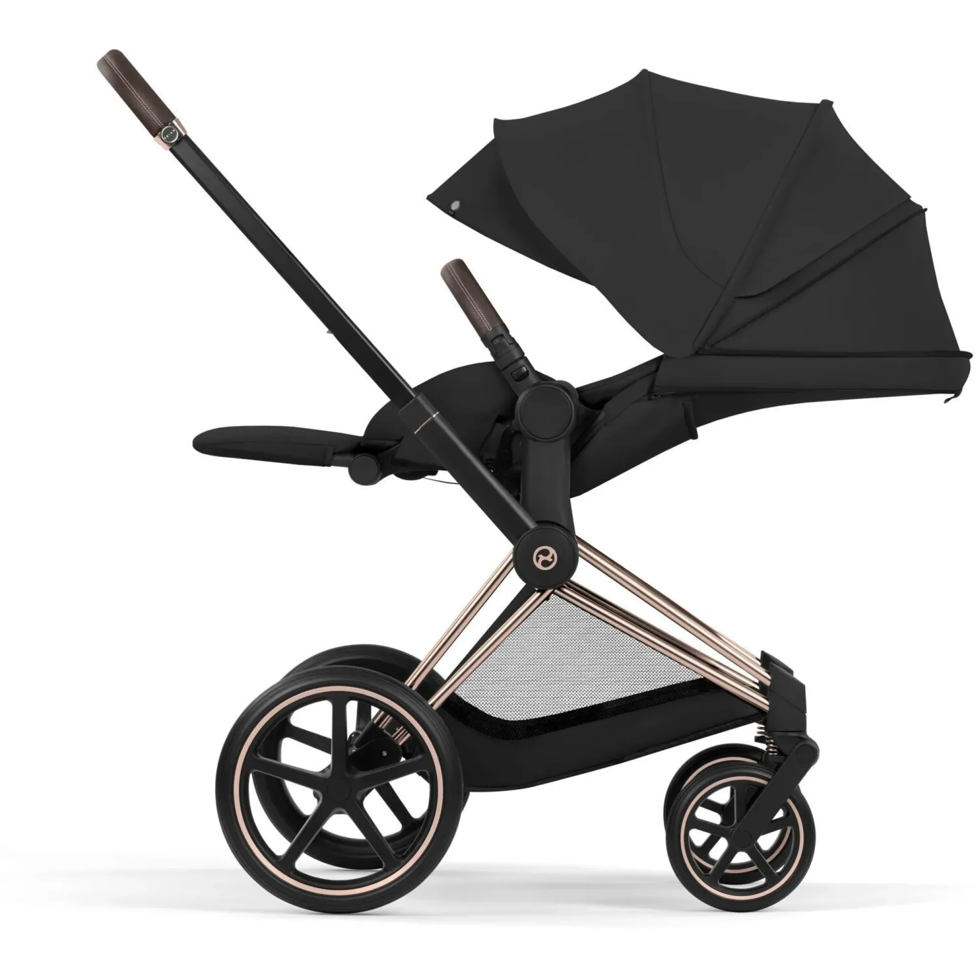 Коляска 2в1 Cybex Priam 5.0 Comfort Sepia Black на шасі Rosegold