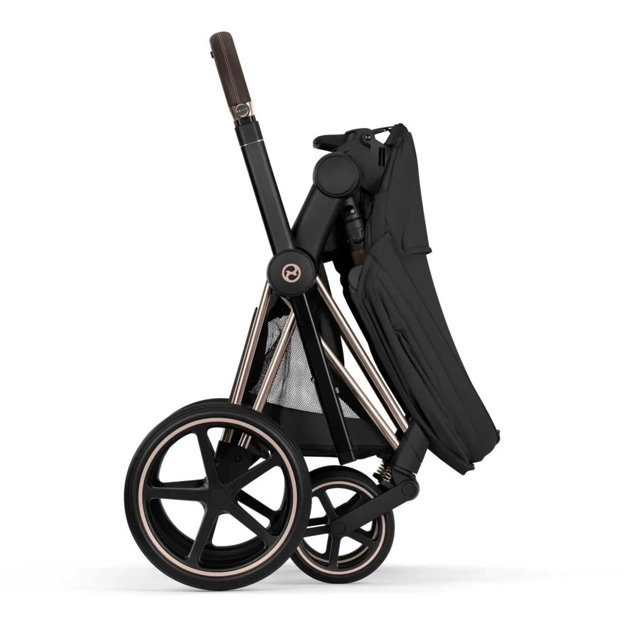 Коляска 2в1 Cybex Priam 5.0 Comfort Sepia Black на шасі Rosegold