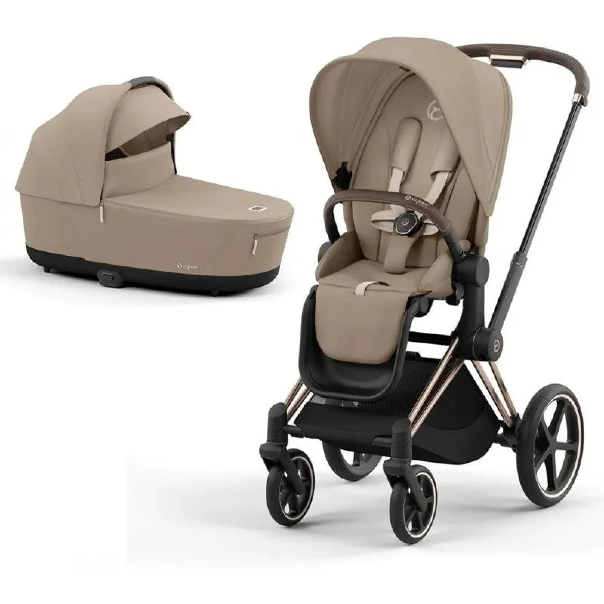 Коляска 2в1 Cybex Priam 4.0 Cozy Beige на шасі Rosegold