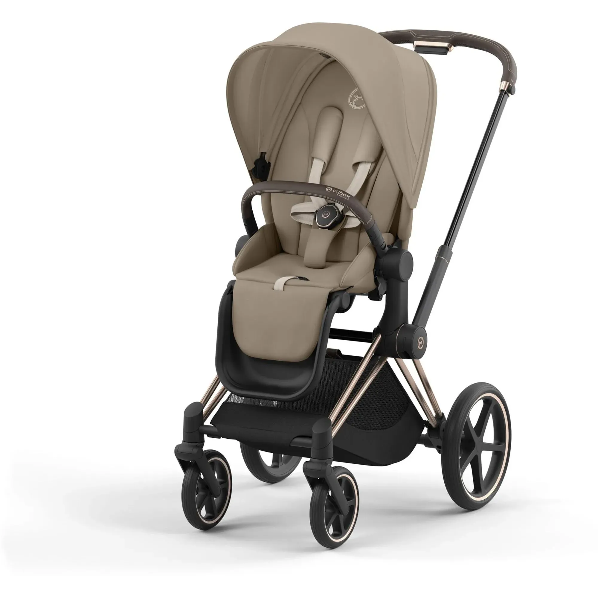 Коляска 2в1 Cybex Priam 4.0 Cozy Beige на шасі Rosegold