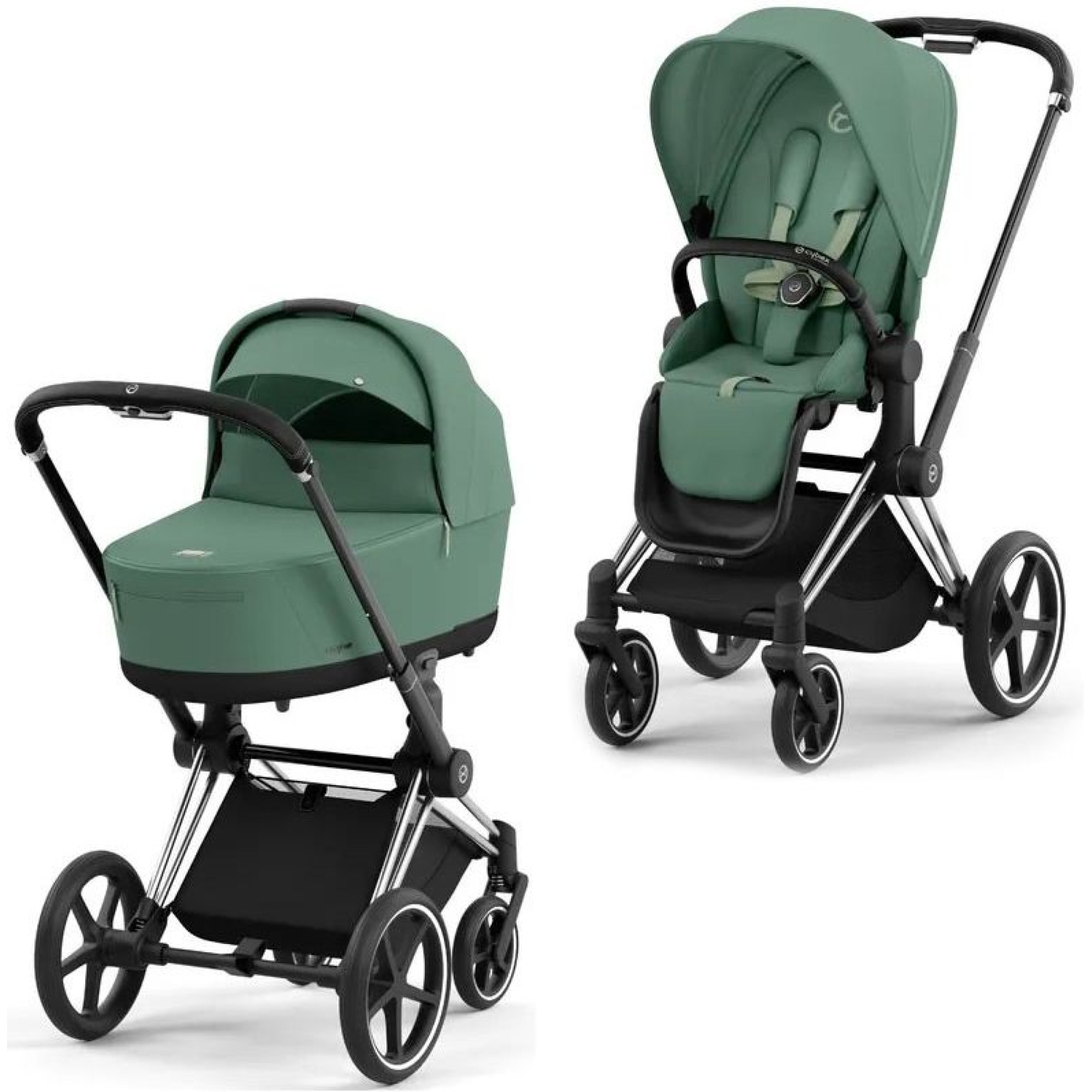 Коляска 2в1 Cybex Priam 4.0 Leaf Green на шасі Chrome Black