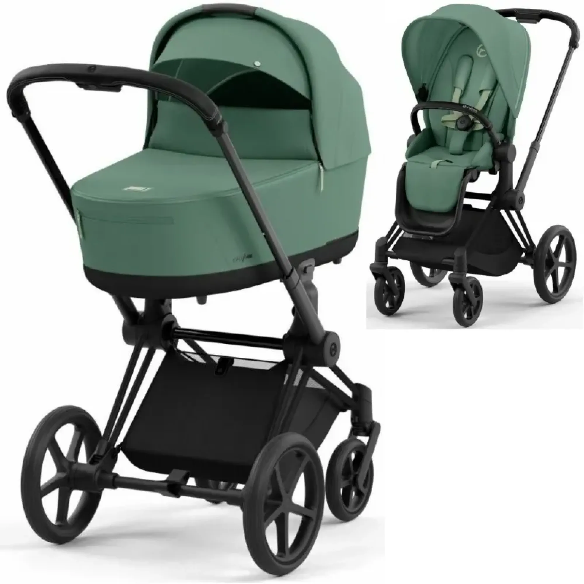 Коляска 2в1 Cybex Priam 4.0 Leaf Green на шасі Matt Black
