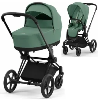 Коляска 2в1 Cybex Priam 4.0 Leaf Green на шасі Matt Black