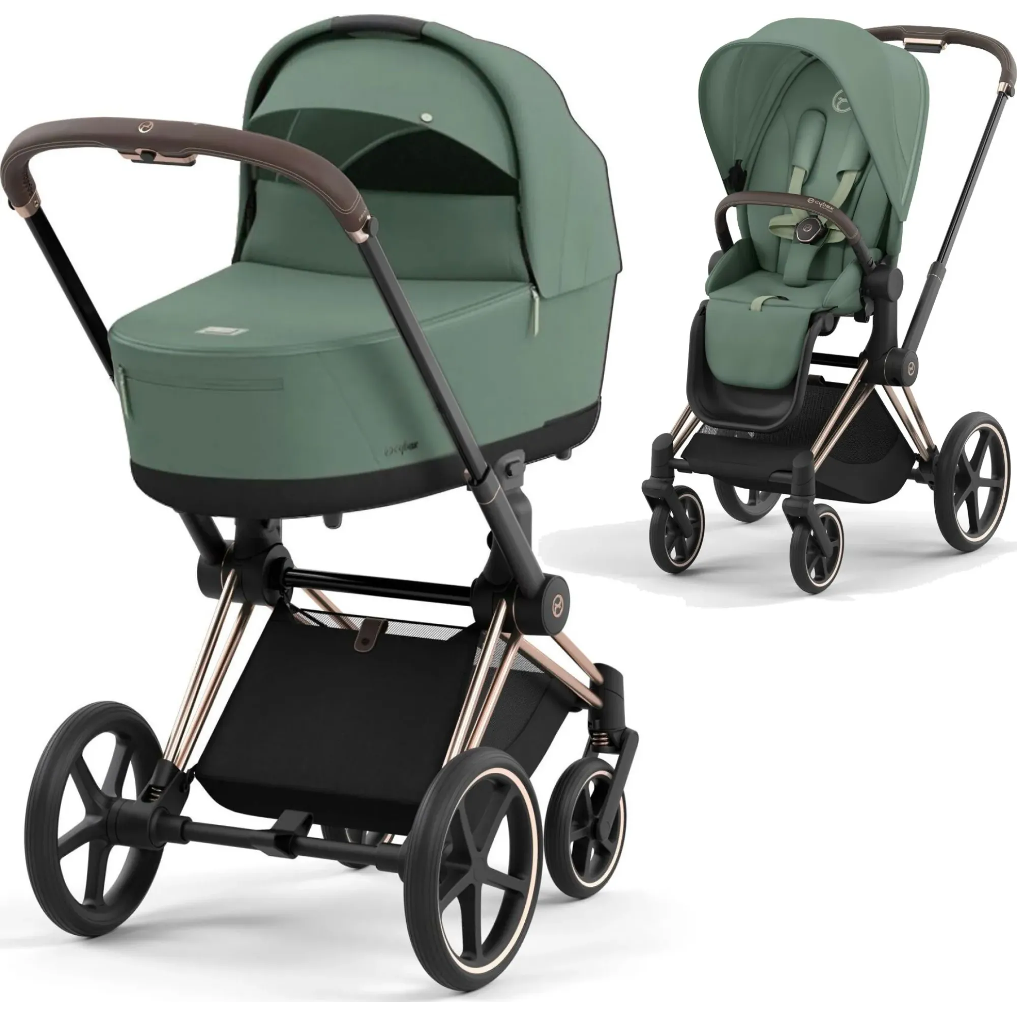 Коляска 2в1 Cybex Priam 4.0 Leaf Green на шасі Rosegold