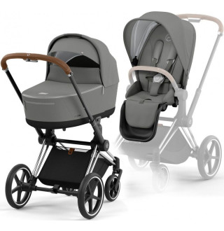 Коляска 2в1 Cybex Priam 4.0 Mirage Grey на шасі Chrome Brown