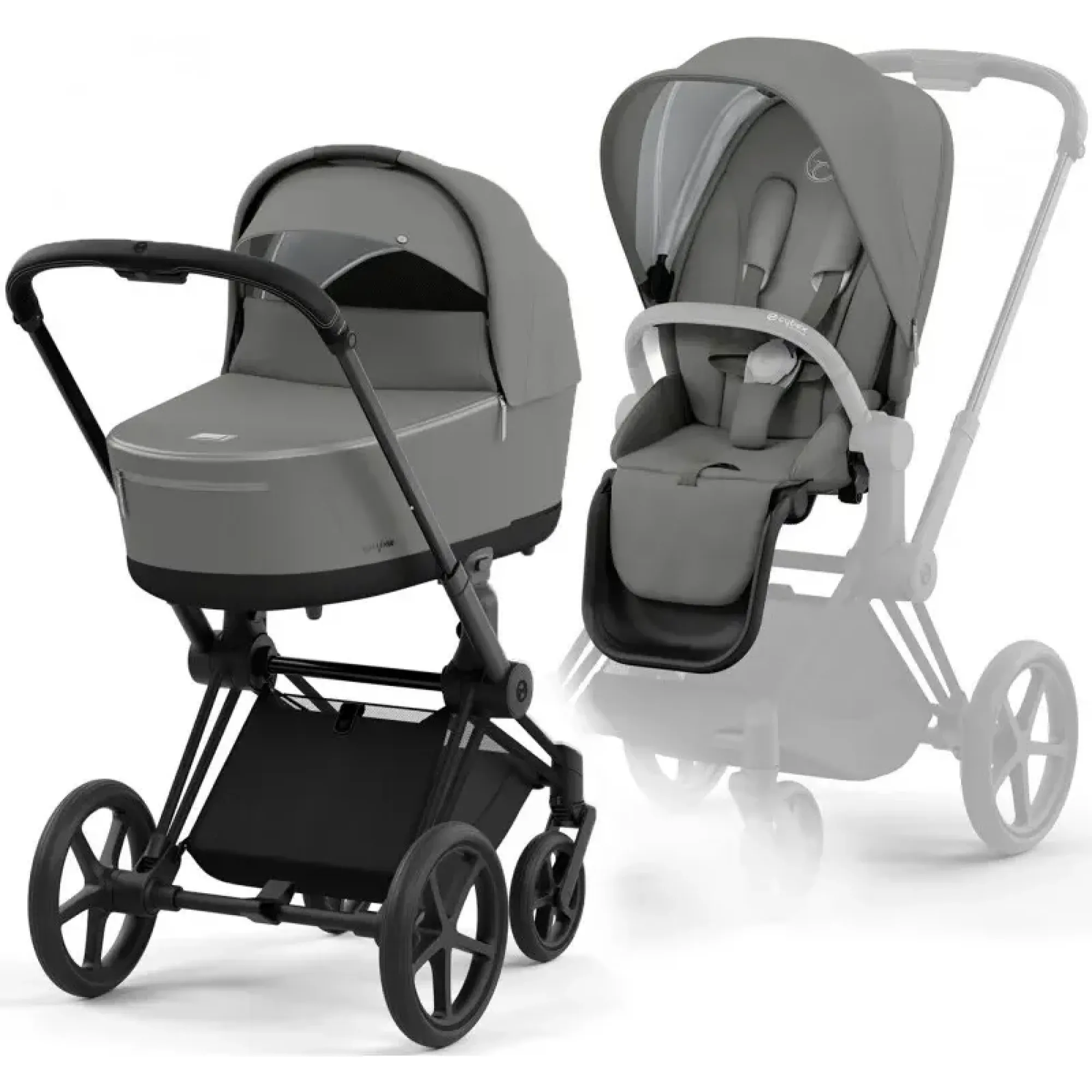 Коляска 2в1 Cybex Priam 4.0 Mirage Grey на шасі Matt Black